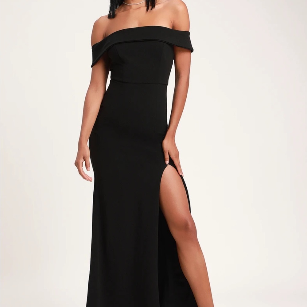 NWT Lulu’s Aveline Black Off The Shoulder Maci Dress XS
